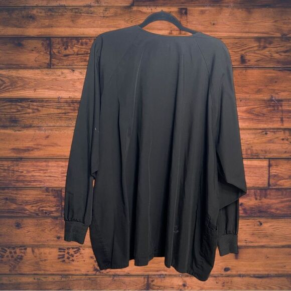 5 forā$25š„Fundamentals Button Front Black Scrub Jacket 4X - Picture 2 of 9
